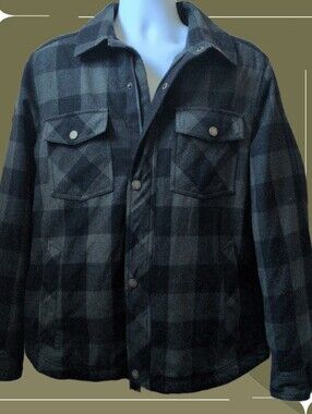 ✨ Men's Pendleton Wool Zipper Buffalo Plaid Olive And Black Jacket Size L